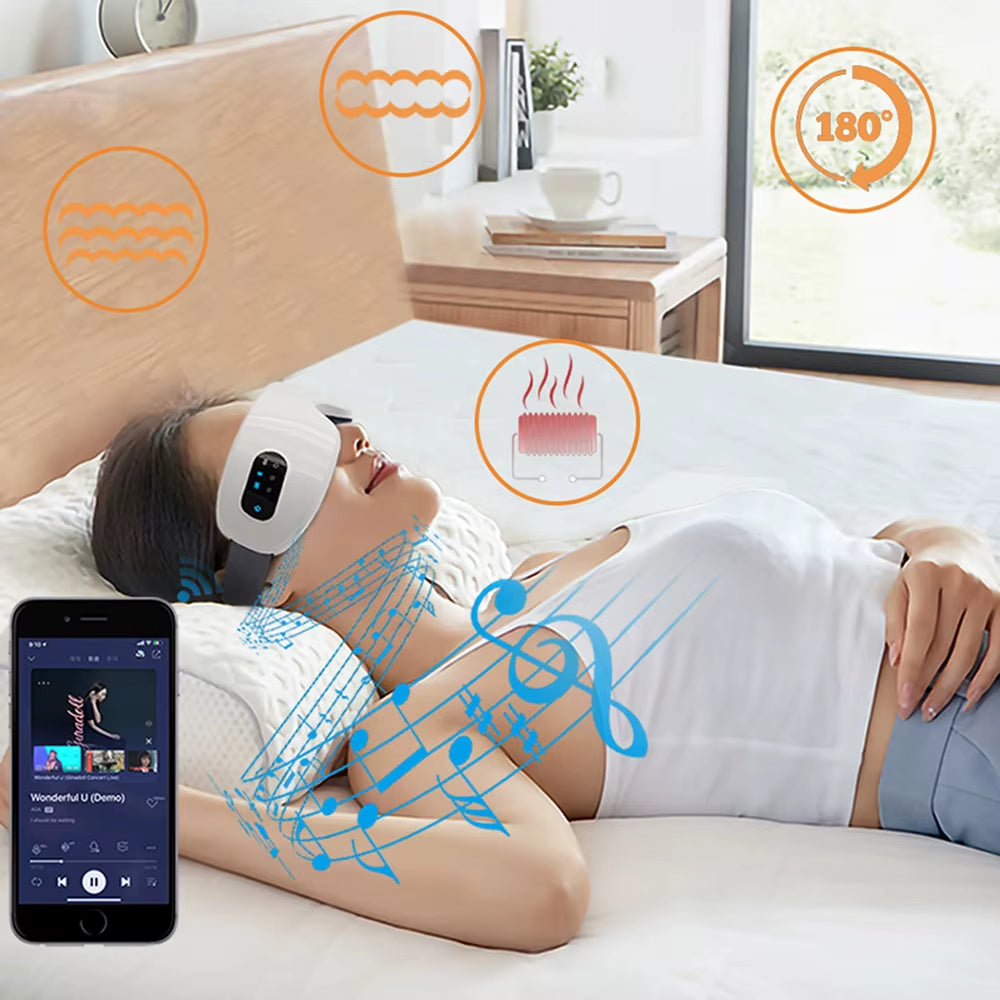 Eye Massager with Heat Vibration Relieve Fatigue Improve Sleeping Smart Eye Mask Wireless Connection Music Office Eye Relaxation