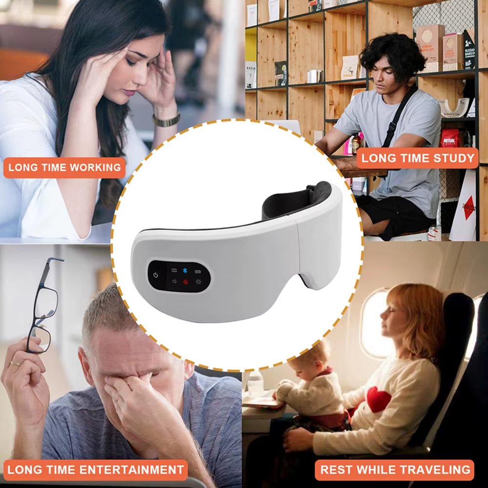Eye Massager with Heat Vibration Relieve Fatigue Improve Sleeping Smart Eye Mask Wireless Connection Music Office Eye Relaxation
